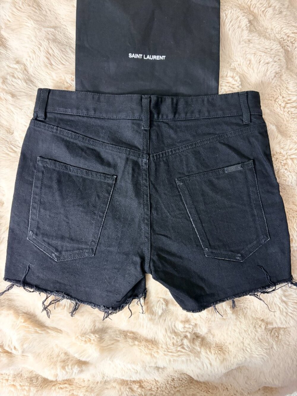 Saint Laurent Black Denim Shorts (Size 27) **With Dustbag** - Picture 2 of 7